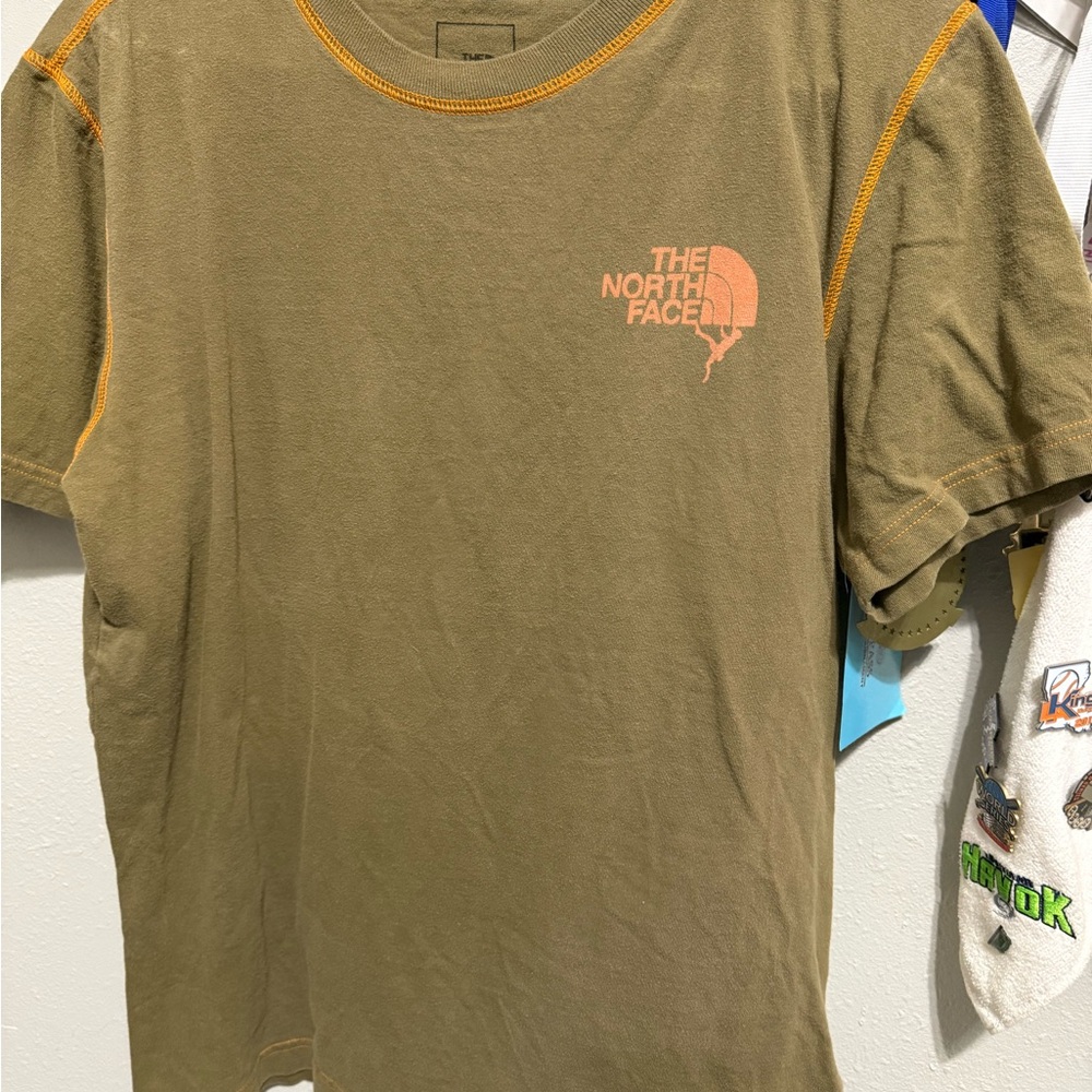 The North Face Kids Olive Tee with Orange Accents